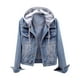 thumbnail image 1 of Mujeres de Moda Más Terciopelo Manga Larga Slim-Fit Chaqueta Con Capucha Blusa de Mezclilla Abrigo Odeerbi ODB-6, 1 of 5
