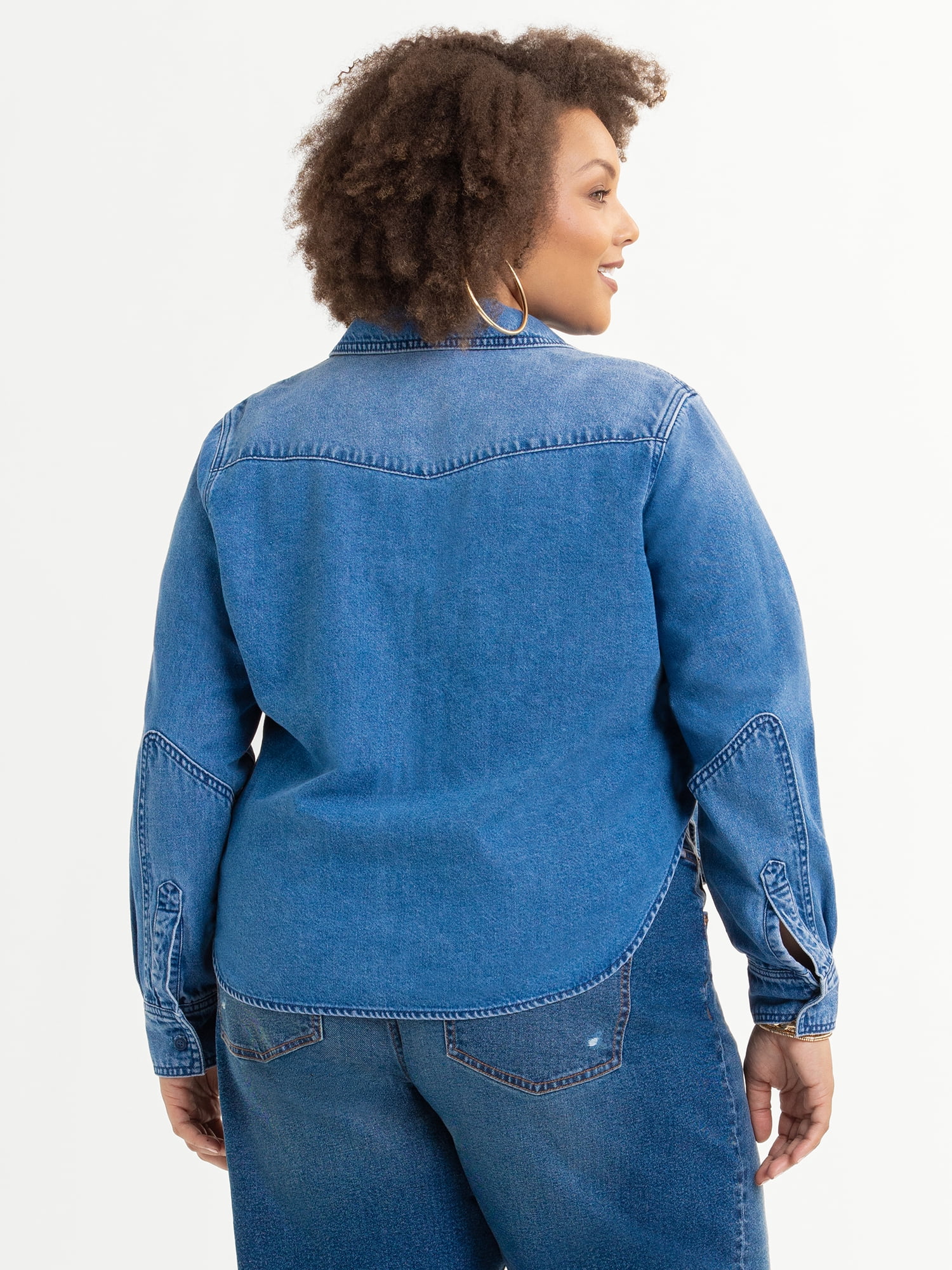 Jessica Simpson Women's Plus Size Denim Crop Shirt, Sizes 0X-4X