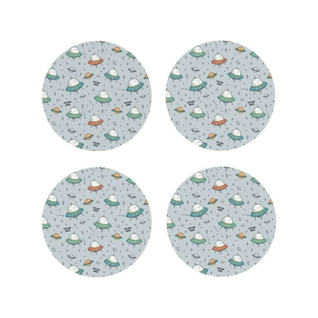 

Tideii Spaceship for Leather Coasters 4 Pieces Anti-fouling and Anti-scalding Decorative Coasters Suitable for Restaurants Kitchens Coffee Shops-Round Shape