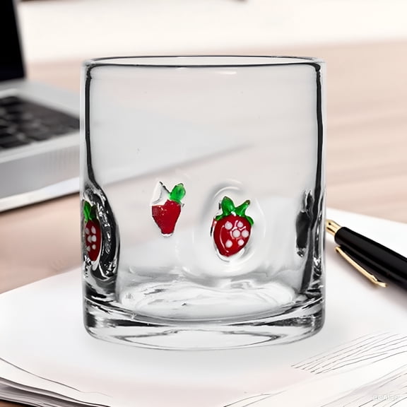 ACDANC 2026 New 1 Pc Icon Glass Cups -Glass Christmas Cups 16 Oz Cute Icon Juice Glass Double Old Fashioned Hand Blown Drinking Cups for Holiday Party Home Decor Lovely Gifts,Christmas Style