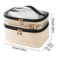 thumbnail image 3 of Clearance! Double-layer Cosmetic Bag Solid Color Transparent Wash Portable INS Fashion Travel Portable Large Capacity Storage Bag Sale Items Deals Today #01, 3 of 6
