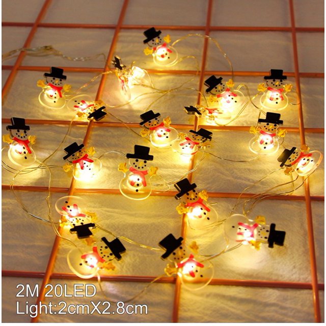 Guirnalda de luces de Navidad para el hogar, adornos de árbol de Navidad, 2M, 20LED, Papá Noel, muñeco de nieve, alce, 2024