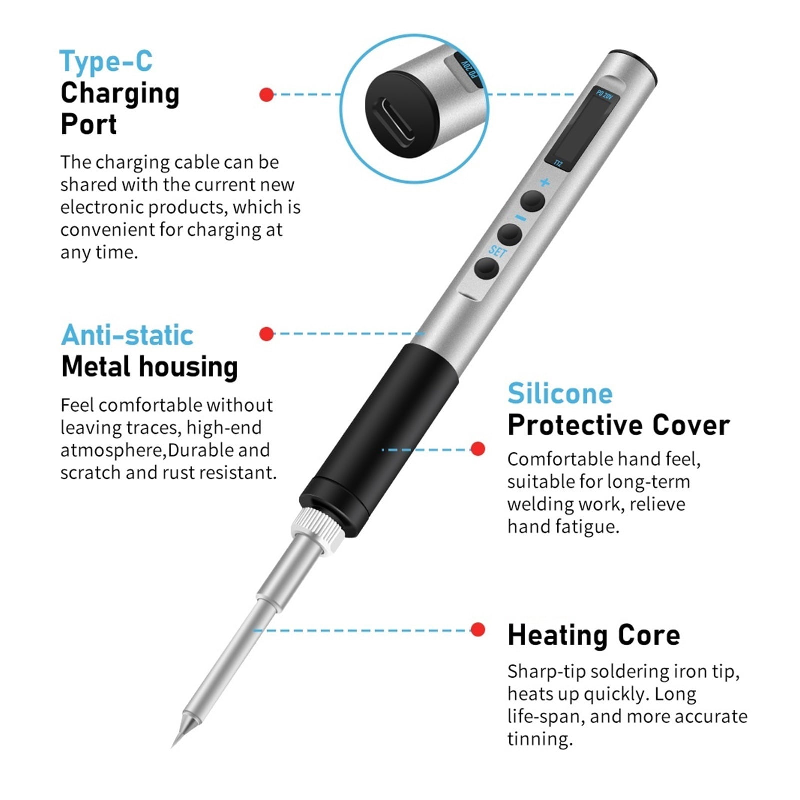 65W Electric Soldering Iron,OLED Display Welding Pen Fast Melting Tin Welding Tool Hand-held Temperature Regulating,Welding Tools ,Accurate Temperature Control