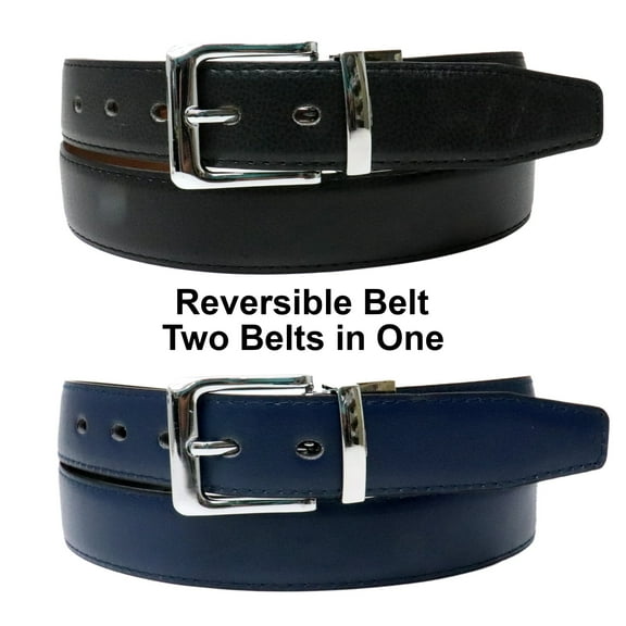 Black Navy Reversible Leather belt - Two Belts in One