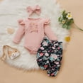 thumbnail image 6 of Baby Girls Ribbed Romper With Pant With Headband 3-Piece Set Festival Gift For Toddler, 6 of 6