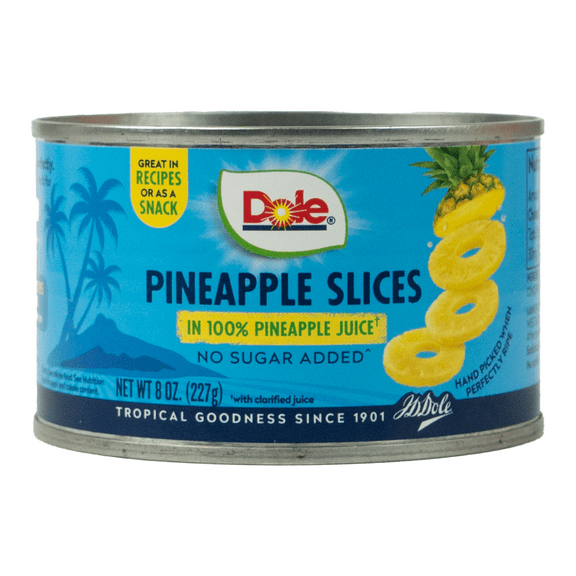 Dole Pineapple Slices in 100% Pineapple Juice, 8 oz, Smooth, Shelf Stable, Aluminum Can, New