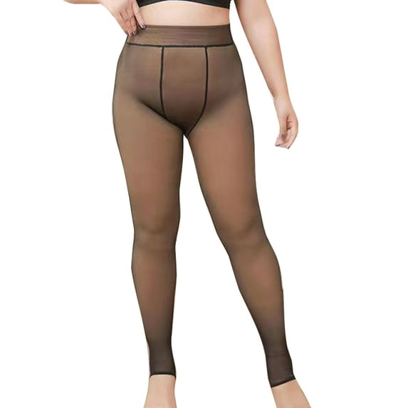 Frontwalk Ladies Slimming High Waist Leggings Slim Leg Plus Size Tights Footed Travel Stockings Black-Feet 100g Plus Size