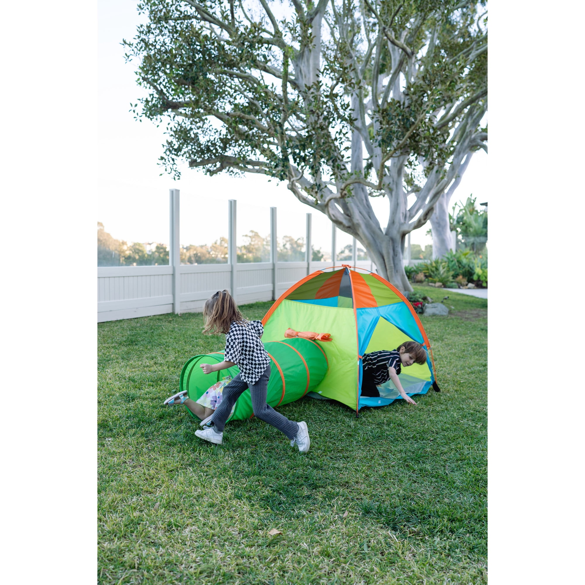 Pacific Play Tents 20432 Color Wave Tent + Tunnel Combo Kids Camping Outdoor Play Polyester, Child