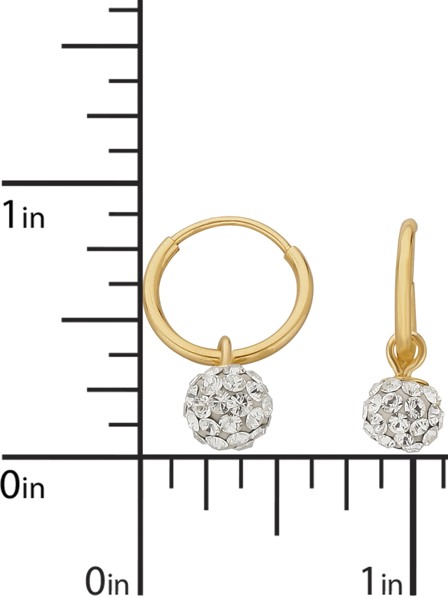 Brilliance Fine Jewelry 10K Yellow Gold 10mm Endless Hoop with 4.8mm Crystal Ball Earrings