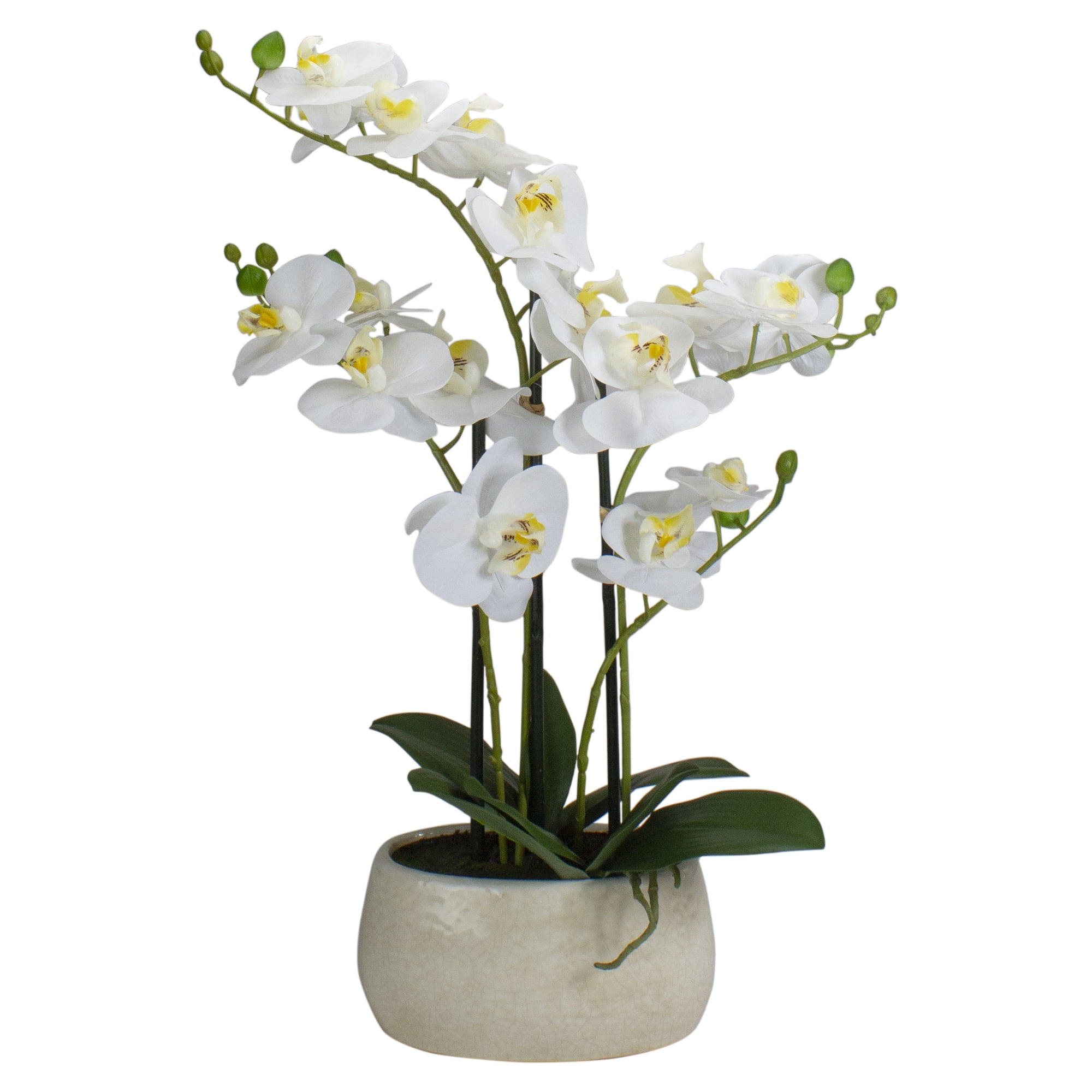 Plant d'orchidées blanc et jaune artificielle avec un décor de table en pot  ovale blanc | Walmart Canada