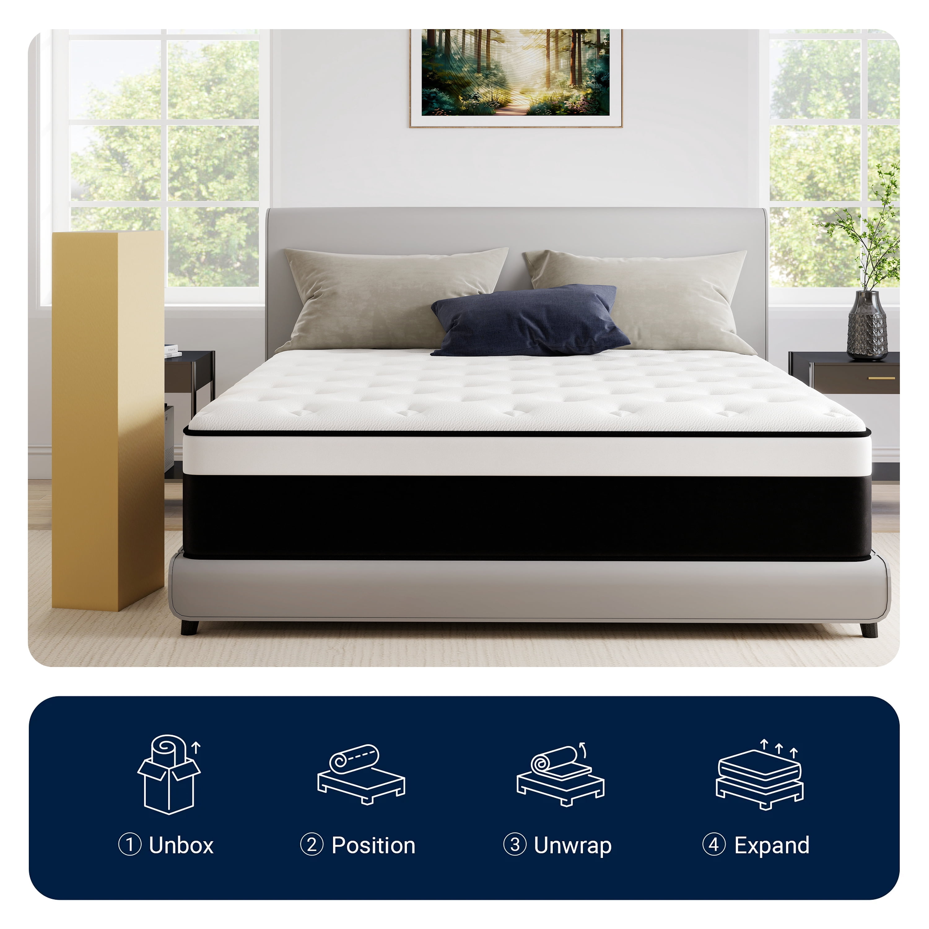 lemontalking 8" Hybrid Breathable Mattress Medium Firm Memory Foam Deluxe Twin Mattress