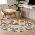 thumbnail image 5 of Marine Life Round Living Room Rugs 4 ft, Retro Sea Star Coral Shell Crab Linen Texture Washable Area Rug with Non-Slip Sturdy Edge Binding Round Carpet for Entryway Kitchen Bedroom Bathroom, 5 of 9