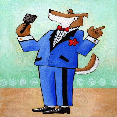 Marmont Hill "Give a Dog a Microphone" by Janet Nelson Painting Print on Wrapped Canvas