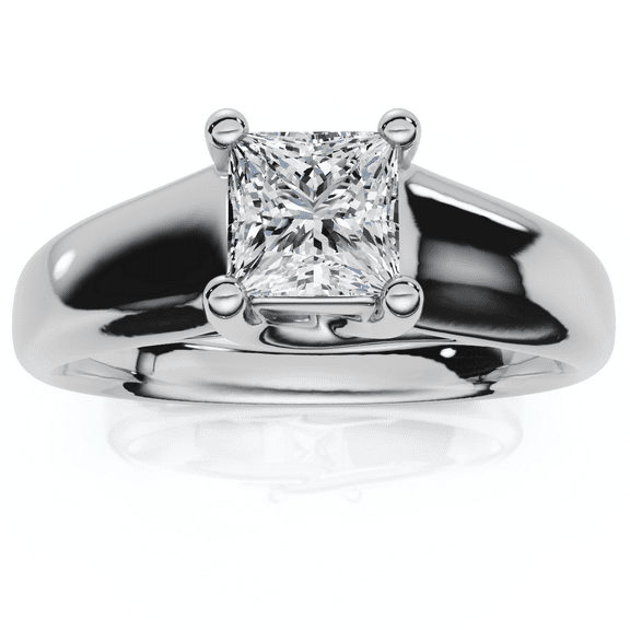 Pompeii 1ct Princess Cut Lab Grown Diamond Solitaire Engagement Ring 14k White Gold (F,VS)