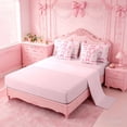 thumbnail image 3 of Manfei Pink Coquette Bow 7pcs Bedding Comforter Set For Girl,Cartoon Letter C Monogrammed Queen Bedding Sets,Pink Reversible, 3 of 7