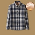 thumbnail image 2 of LODIENY Men's Cotton Flannel Shirt Jacket Casual Sherpa Fleece Lined Long Sleeve Plaid Button Down Shirt Big and Tall Regular Fit Heavyweight Thermal Outwear Shacket Tops Dark Blue M, 2 of 5