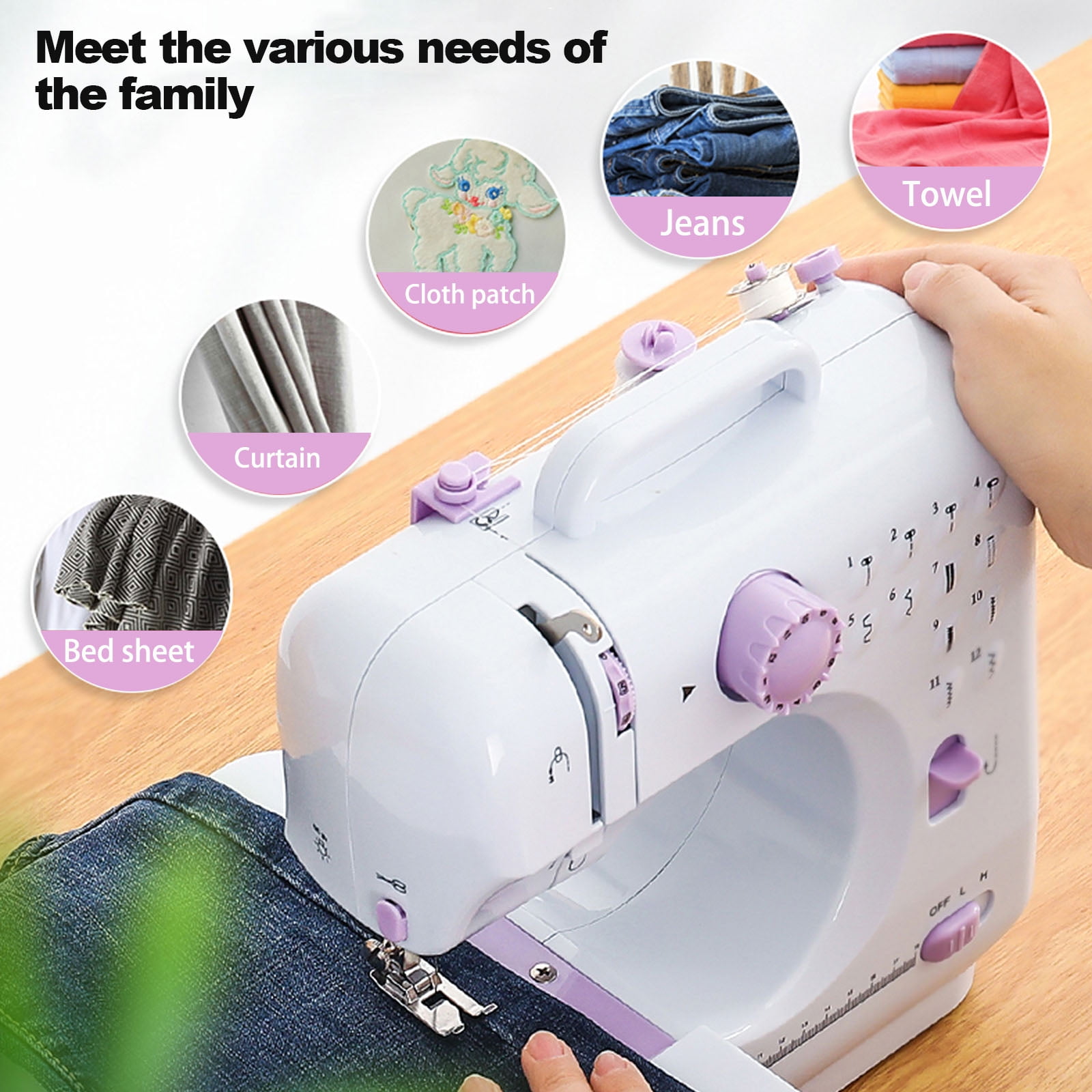 VIFERR Portable Sewing Machine, Handheld Mini Electric Sewing Machine with 97PCS Sewing Kit, Extension table and Foot Pedal for Beginners&Kids