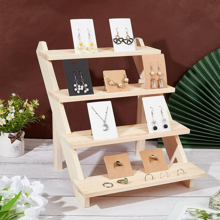 Wood Display Stand for Earrings Ring Jewelry,Display Shelf Riser