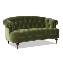 Maklaine Contemporary Victorian Chesterfield Loveseat Olive Green
