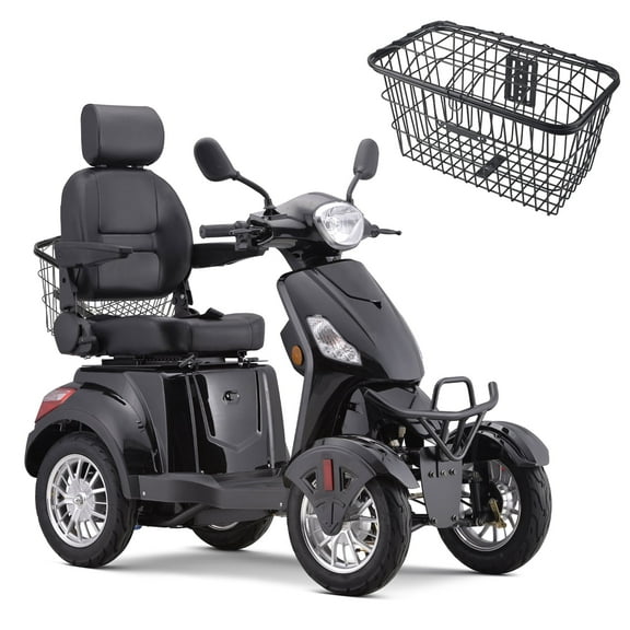 SKRT Large 4 Wheels Mobility Scooter (XW-E01), Electric Heavy Duty Wheelchair Device, 500 LBS Capacity for Seniors & Adults, Speed Adjust, Rear Trunk, Seat Extension