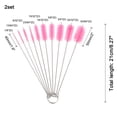 thumbnail image 2 of Uxcell 2 Set of Straw Cleaner Brush, 8.3" Nylon Tube Pipe Cleaners Set, 20 Pack Stainless Steel Long Straw Brush, Pink, 2 of 5