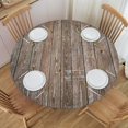 thumbnail image 3 of Round Fitted Tablecloth,Rustic Wood Planks, Elastic Edged Table Cover, Outdoor & Indoor, Picnic, Patio, Lodge Party Decor Present, Tablecloth Size 50"(Fit for 38.2"-42.1" Table), 3 of 4