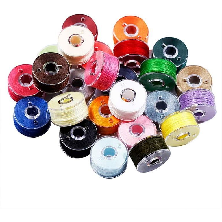 Outus Prewound Thread Bobbins with Bobbin Box for Brother/ Babylock/ Janome/ Elna/ Singer, Assorted Colors, 50 Pieces