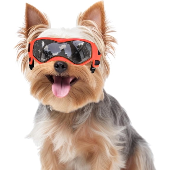 Dog Goggles Small Breed, Dog Sunglasses Small Breed Dog Eye Sun Light Protection, UV Protection Goggles for Dog with Adjustable Straps, Small Orange