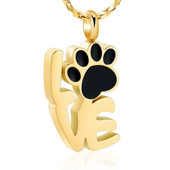 Pet Cat Dog Paw Print Cremation Jewelry for Ashes Wearable Urn Necklace Keepsake Memorial Pendant for Women Men