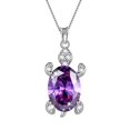 thumbnail image 1 of Juwaliy Turtle Collar Amatista Piedra de Nacimiento de Febrero Dije de Plata Esterlina 925 Púrpura Joyería para Mujer Hija Esposa Madre Regalo de Navidad Cumpleaños para Ella, 1 of 9