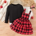 thumbnail image 6 of FAIWAD Girl's Rib Knit Dress Set Long Sleeve Pullover Tops and Plaid Strape Romper Dress Girl 2 Piece Outfits, 6 of 6