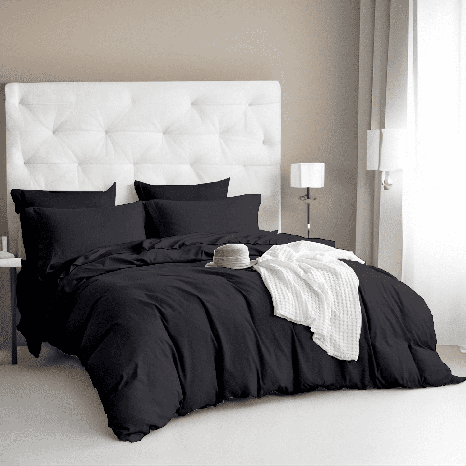 EASYCOT 800TC Soft Egyptian Cotton Duvet Cover Set 3 Pieces Breathable Bedding Set with Zipper Closure Long Staple - Comforter Cover - Dark Gray , Oversized King (120x98)