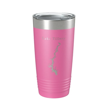 

Lake Tillery Map Tumbler Travel Mug Insulated Laser Engraved Coffee Cup North Carolina 20 oz Pink