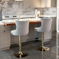 thumbnail image 4 of ODUSE-DAILY Gray Velvet Bar Stools Set of 4 - Adjustable Swivel Counter Height Chairs with Tufted Back and Nailhead Trim for Kitchen Island Pub Restaurant (4Pcs, Gold Metal, Grey), 4 of 12