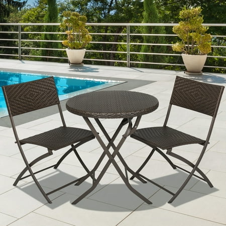 Best Choice Products Hand Woven Rattan 3-Piece Outdoor Bistro Set,
