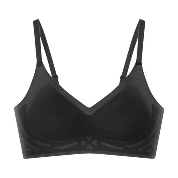Guluxicc Jelly Bras for Women No Underwire Comfort Bralette Seamless Wireless Bras with Spaghetti Straps, Black, L