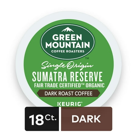 Green Mountain Coffee Sumatran Reserve, Keurig K-Cup Pods, Dark Roast, 18 Count