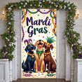 thumbnail image 6 of Black Design Mardi Gras Banner Gold Crown Accent Carnival Display Purple Green Color Jester Mask Pattern Festive Backdrop for Mardi Gras Party Carnival Celebration Indoor Decoration, 6 of 9