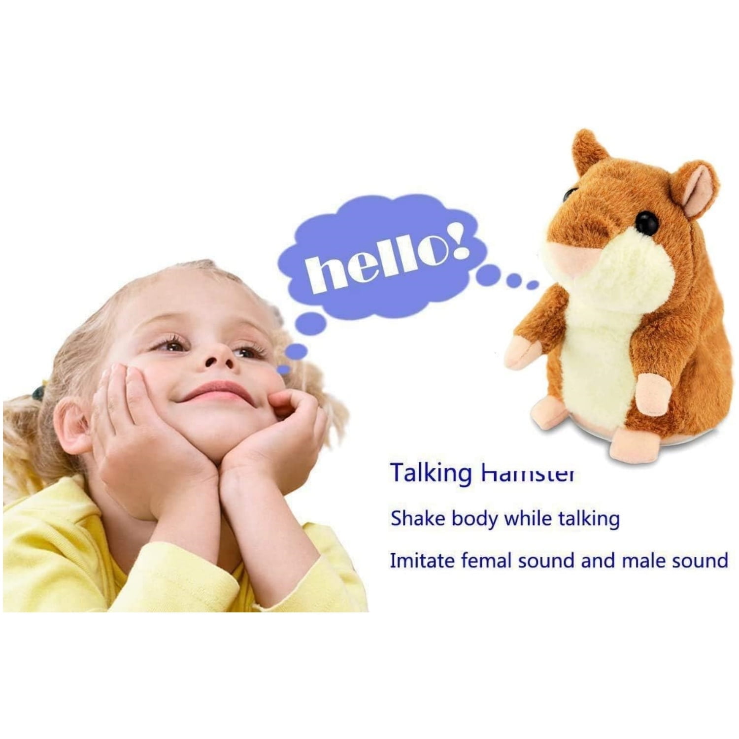 Talking Hamster Toy 2 Pack Animal Talking Toys Repeats What You Say Mimicry Pet Talking Record for Boys & Girls Plush Interactive Toys, Brown