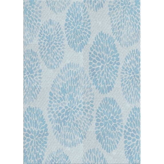 Ahgly Company Machine Washable Indoor Rectangle Transitional Blue Koi Blue Area Rugs, 7' x 9'