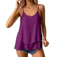 thumbnail image 2 of YMNXA Women's Layered Camisole Sleeveless Adjustable Spaghetti Strap Solid Color Comfortable Elegant Tank Top For Casual Daily Wear,Rd2,S, 2 of 5
