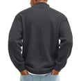thumbnail image 5 of Domuza Mens Pullover Quarter Zip Corduroy Lightweight Long Sleeve Sweater Fashion Mock Neck Polo Sweatshirt Fall Clothing Dark Gray M, 5 of 6