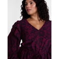 thumbnail image 4 of Terra & Sky Ruffled Shoulder Tie Waist Top with Long Puff Sleeves, Sizes 0X-5X, 4 of 5