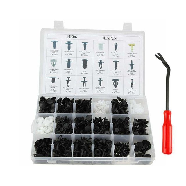 Ensemble de Fixations Universelles pour Voiture, Boîte de Fixations avec Six Types de Retenues en Nylon pour Réparation Automobile - Kit de Remplacement de Clips Essentiels pour Panneaux de Porte et Travaux d'Ameublement