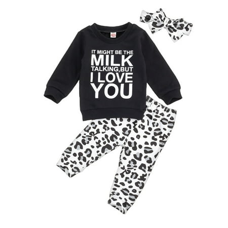 

Springcmy Baby Clothes Sets Letter Pullover Long Sleeve Outfits Set