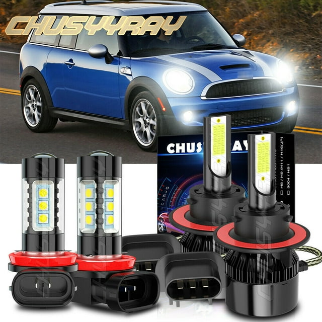For Mini Cooper 2009 2012 LED Headlight Hi & Lo + Fog Light Bulbs