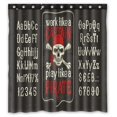 thumbnail image 1 of Cortina de Ducha ABPHQTO Alfabeto Latino Vintage Calavera Pirata Poliéster impermeable 160x180 cm, 1 of 1