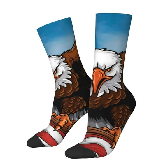 Vsdgher Cartoon Bald Eagle USA Crew Socks for Men & Women, Breathable Casual Athletic Ankle Socks