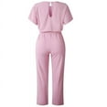 thumbnail image 6 of SDNall Classy Jumpsuits for Women Short Sleeve Jumpsuit Women Playsuit Clubwear Straight Leg Jumpsuit with Belt Dressy&nbsp;Jumpsuits for Women Sizes:S-XL, 6 of 9