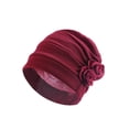 thumbnail image 1 of keepw Polyester Ladies Turban Washable Solid Color Stylish Traditional Cap Office Shopping Head Wrap Headband Bonnet Grey Wine Red, 1 of 6